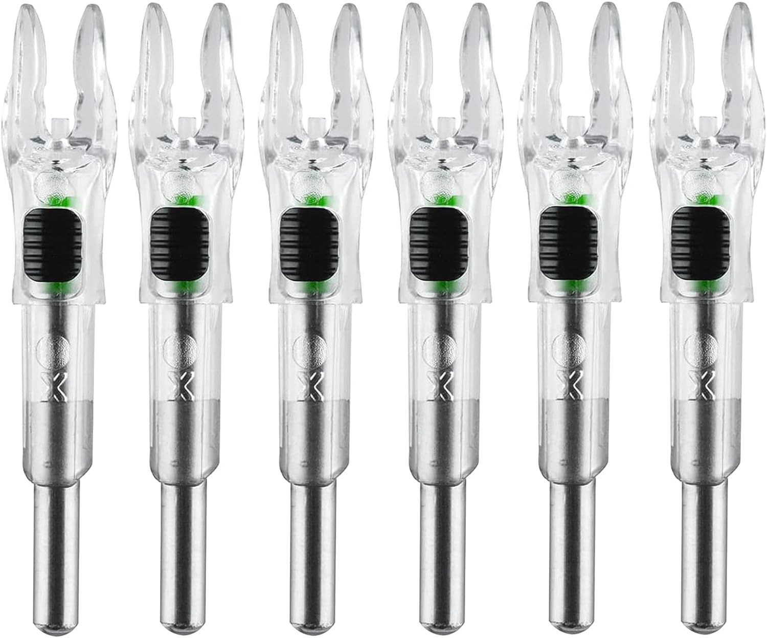 6PCS X Lighted Nocks for Arrows with .204 .233 .244 .246 Inside Diameter with H, S, GT Bushings High-Visibility LED Arrow Nocks, ON/Off Switch Included